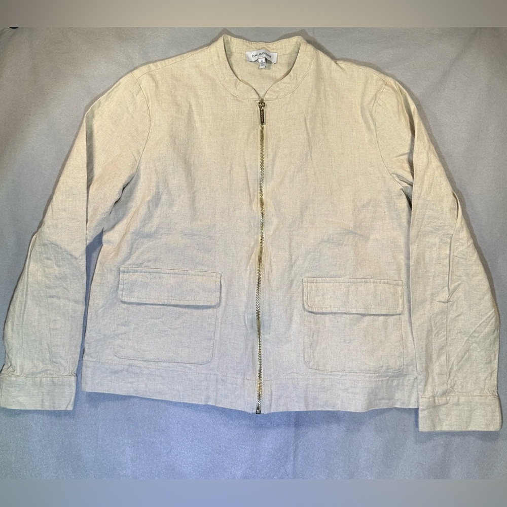 Calligraphie Beige Linen Utility Jacket